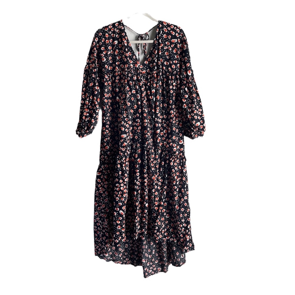 Who What Wear - Black & Burnt Orange Leopard / Cheetah Print - Hi / Low Dress -